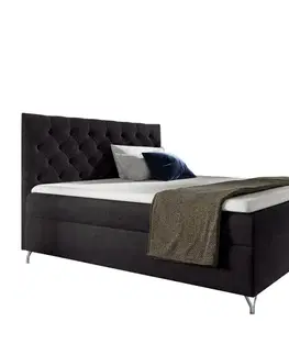 Postele KONDELA Guliette 180 boxspringová manželská posteľ čierna (Velvet)