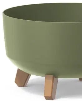 Kvetináče a truhlíky NABBI DGRL300L plastový kvetináč na nožičkách 28,5 cm zelená