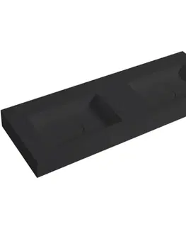 Umývadlá CERANO - Dvojumývadlo z liateho mramoru Geminia - nástenné - čierna matná - 133x45 CER WA08-1