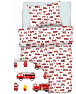 Detské obliečky Obliečky bavlnené Hasiči TiaHome - Detský set 130x90cm + 65x45cm
