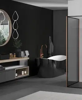 Sprchové dvere MEXEN/S - Kioto Sprchová zástena WALK-IN 100 x 100, čierny vzor, meď kartáčovaná 800-100-212-65-70-100