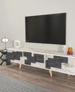 TV stolíky TV stolík 3 D - White, Marble