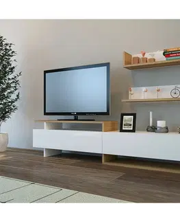 Konferenčné stolíky Televízny stolík s poličkami Ayaz White and Teak