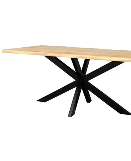 Jedálenské stoly Jedálenský stôl s kovovými nohami 200x90 cm z mangového dreva
