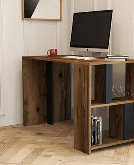 Písacie stoly Písací stôl Lima - Walnut, Anthracite