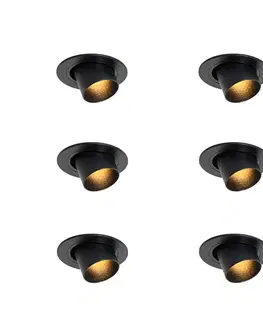 Zapustené svietidlá Sada 6 zapustených bodových svetiel čierna GU10 35 mm okrúhle naklápacie - Installa
