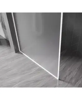Sprchové dvere MEXEN/S - Kyoto-XF Sprchová zástena WALK-IN s rámom 100 x 202, dekor 10 mm, biela 800-100-104-20-30-X