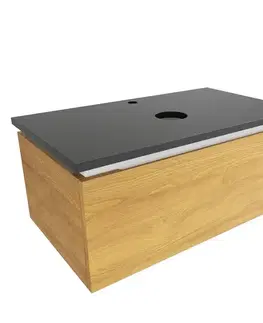 Kúpeľňový nábytok Kúpeľňová skrinka so žulovou krycou doskou SAT Feel 80x30x46 cm medový dub mat SATFEEL80DMZ SATFEEL80DMZ