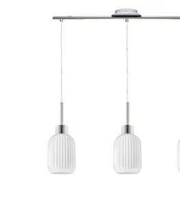 Svietidlá Eglo LED luster na lanku HARMA 3xE27/60W/230V matný chróm/biela 1xEG32521+3xNSLA55442