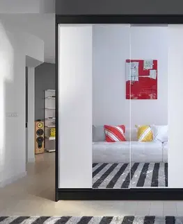 Šatníkové skrine Šatníková skriňa KAMEL 2 čierna/ biela