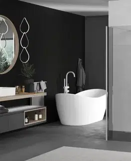 Sprchové dvere MEXEN/S - Kioto Sprchová zástena WALK-IN voľne stojaca 125 x 30 x 30, transparent, biela 800-125-030-222-20-00-030