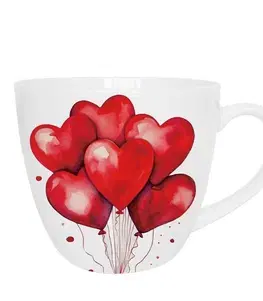 Hrnčeky, šálky, podšálky DUO - Hrnček porcelánový 460ml BALLOONS 1, srdcia