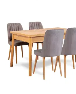 Jedálenské sety Jedálenský set s rozkladacím stolom a stoličkami (5 kusov) Santiago Atlantic Grey