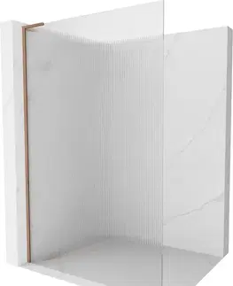 Sprchové dvere MEXEN/S - Kioto L Sprchová zástena WALK-IN 80 x 200, prúžky, meď kartáčovaná 800-080-103-65-09