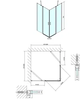 Sprchovacie kúty POLYSAN ZOOM LINE štvorcová sprchová zástena 900x900mm, číre sklo ZL5415 Polysan