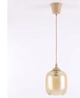 Svietidlá BRILAGI - LED luster na lanku R GLASS 1xE27/60W/230V pr. 14 cm béžová/dymová hnedá NSTK7765+TK8619A