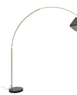 Oblúkové lampy Mosadzná oblúková lampa s čiernym a dvojitým zamatovým tienidlom zelená - XXL