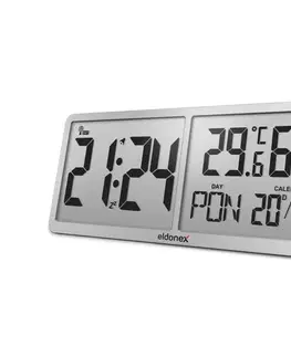 Predlžovacie káble ELDONEX ECL-1110-SL - Digitálne nástenné hodiny TimeCheck 4xAA strieborné ECL-1110-SL