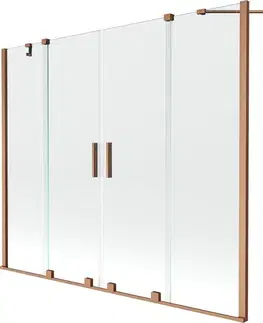 Sprchové dvere MEXEN/S - Velar Duo vaňová zástena posuvná 190 x 150, transparent, miedź kartáčovaná 896-190-000-02-65
