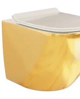 Sanitárna keramika Závesná WC misa Alice II Slim gold/white so sedadlom