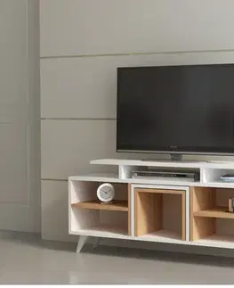 Obývacie steny TV skrinka / Obývacia stena Kutay - White, Teak