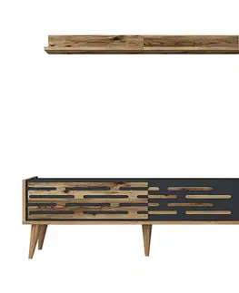 Obývacie steny TV skrinka / Obývacia stena Valensiya 140 - Walnut, Anthracite