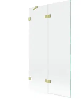 Sprchové dvere MEXEN/S - Lunar vaňová zástena 2-krídlová ľavá 100 x 150, transparent, zlatá kartáčovaná 897-100-100-55-00-L