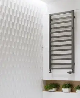 Radiátory do kúpeľne Instalprojekt - Kúpeľňový radiátor POPPY čierna farba - Farba radiátora - Čierna, Rozmer radiátora - 400 × 670 mm, výkon 261 W, Typ pripojenia - Klasické (na rozstup) RADPPY407031