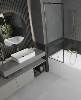 Sprchové dvere MEXEN/S - Next vaňová zástena FIX 60 x 150, čierna dekor, zlatá 895-060-000-00-70-50
