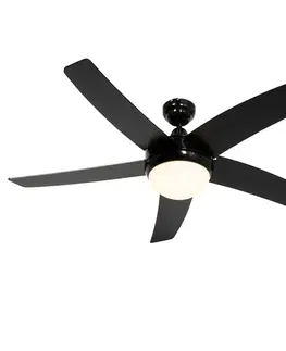Stropné ventilátory Inteligentný stropný ventilátor čierny s drevenou potlačou 132 cm vrátane LED stmievateľného s diaľkovým ovládaním - Cool