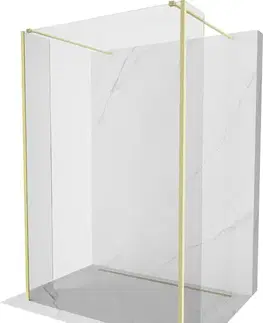 Sprchové dvere MEXEN/S - Kyoto Sprchová zástena WALK-IN voľne stojaca 125 x 30 x 30, transparent, zlatá kartáčovaná 800-125-030-222-55-00-030