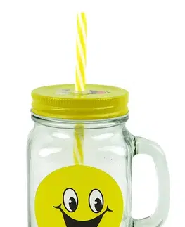 Poháre MAKRO - Pohár s viečkom a slamkou úsmev, 500ml