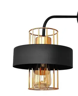 Svietidlá  Nástenná lampa VOLTA 1xE27/15W/230V 34 cm čierna/zlatá K-1377/1 BK+BR