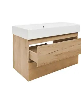 Kúpeľňový nábytok Kúpeľňová skrinka 2 zásuvková s umývadlom SAT B-Way 99x50x45 cm dub mat BWAY2100OAKU2BI BWAY2100OAKU2BI