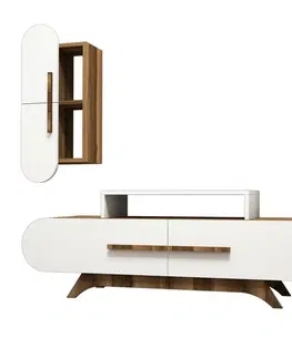 Konferenčné stolíky Televízny stolík so skrinkou Rose Walnut and White