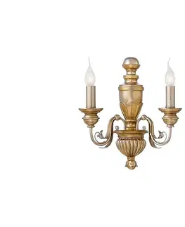 Svietidlá Ideal Lux - Nástenná lampa FIRENZE 2xE14/40W/230V zlatá 020846
