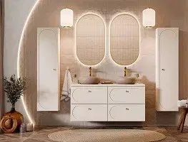 Skrinky do kúpeľne ArtCom Vysoká skrinka do kúpeľne DONNA Sand 80-35-1D