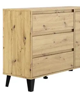 Komody KONDELA Bogan New 1D3S jednodverová komoda so zásuvkou dub artisan