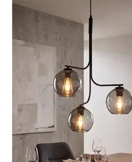 Svietidlá  LED luster na lane CESAR 3xE27/15W/230V čierny/dymovo šedý 5726