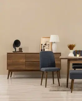 Jedálenské sety Set s rozkladacím stolom, stoličkami a konzolou (7 kusov) Vina 03 1048 - Walnut, Dark Blue
