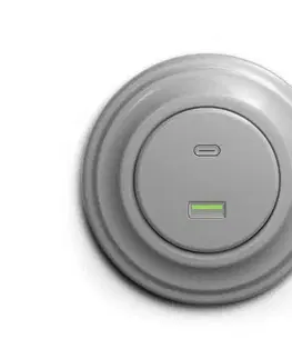 Predlžovacie káble Reblig - Retro USB zásuvka A+C s rámikom šedá RG0052+RG0087