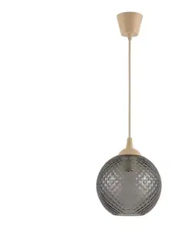 Svietidlá BRILAGI - LED luster na lanku R GLASS 1xE27/60W/230V pr. 18 cm béžová/dymovošedá NSTK7466+TK8619A