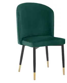 Jedálenské stoličky KONDELA Udaja jedálenská stolička zelená (Velvet) / čierna / zlatá