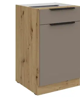 Kuchynské dolné skrinky KONDELA Frisbo 50 D 1F 1S BB dolná kuchynská skrinka sandgrau / dub artisan