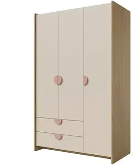 Šatníkové skrine Skriňa Lexi 1 Cremona/Macadamia/Ružová