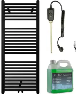 Doplnky do kúpeľne CERANO - Kúpeľňový elektrický radiátorový set Lincoln - 300W - čierna matná - 1200x500 mm CER-978844