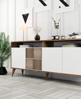 Komody Konzolový stolík Milan - Walnut, White