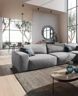 Rohové sedacie súpravy DELIFE Rohová pohovka Lanzo XL 380x180 cm mikrovlákno sivá variabilné ležadlo
