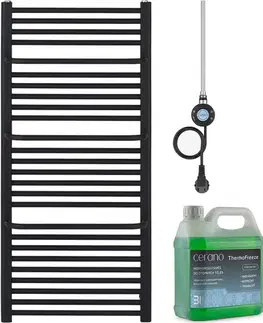 Doplnky do kúpeľne CERANO - Kúpeľňový elektrický radiátorový set Antonio - WIFI - 600W - čierna matná - 1180x550 mm CER-978822