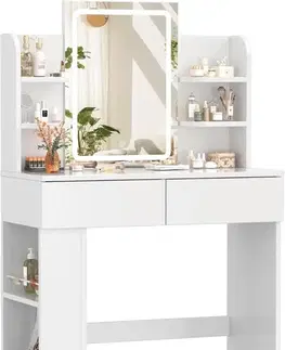 Kozmetický stolík LADY toaletný stolík s LED osvetlením, biely